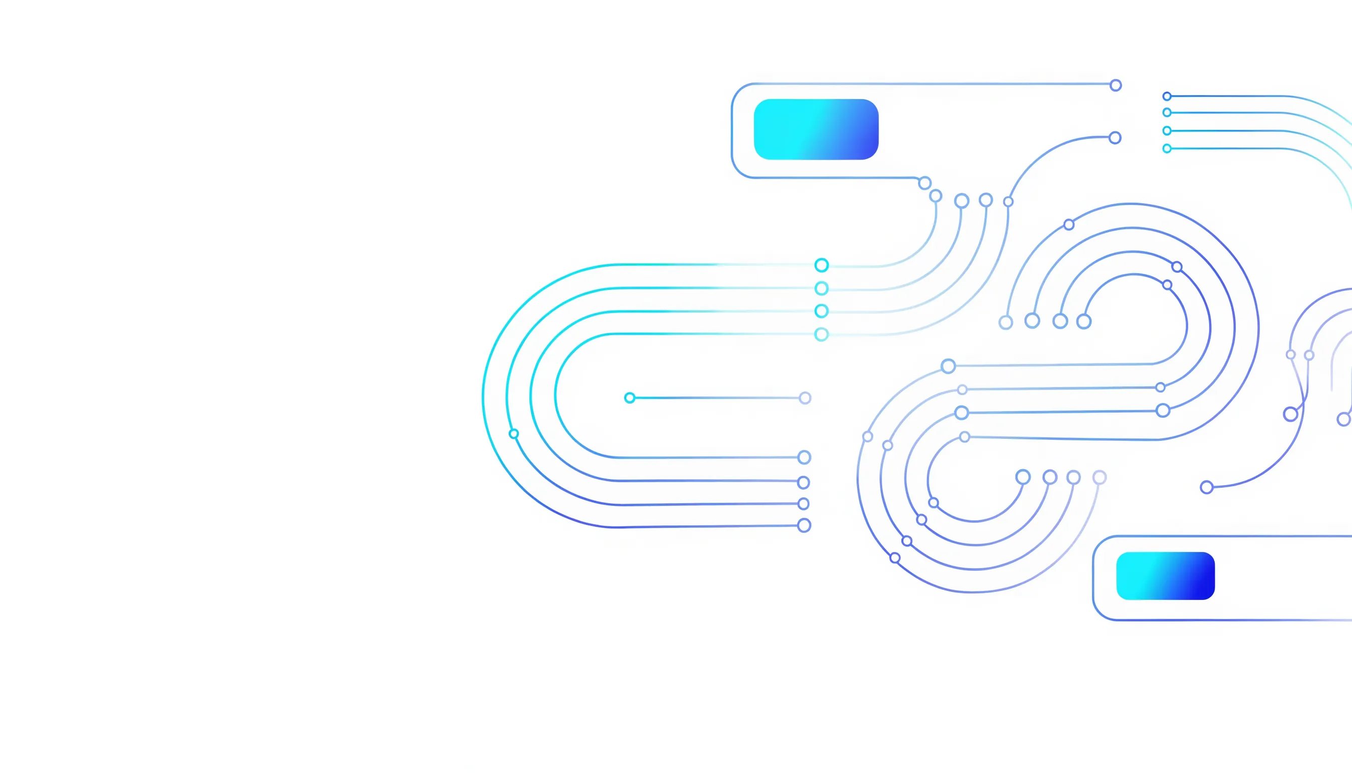 Ilustração abstrata de pipelines de dados interligados sobre fundo claro